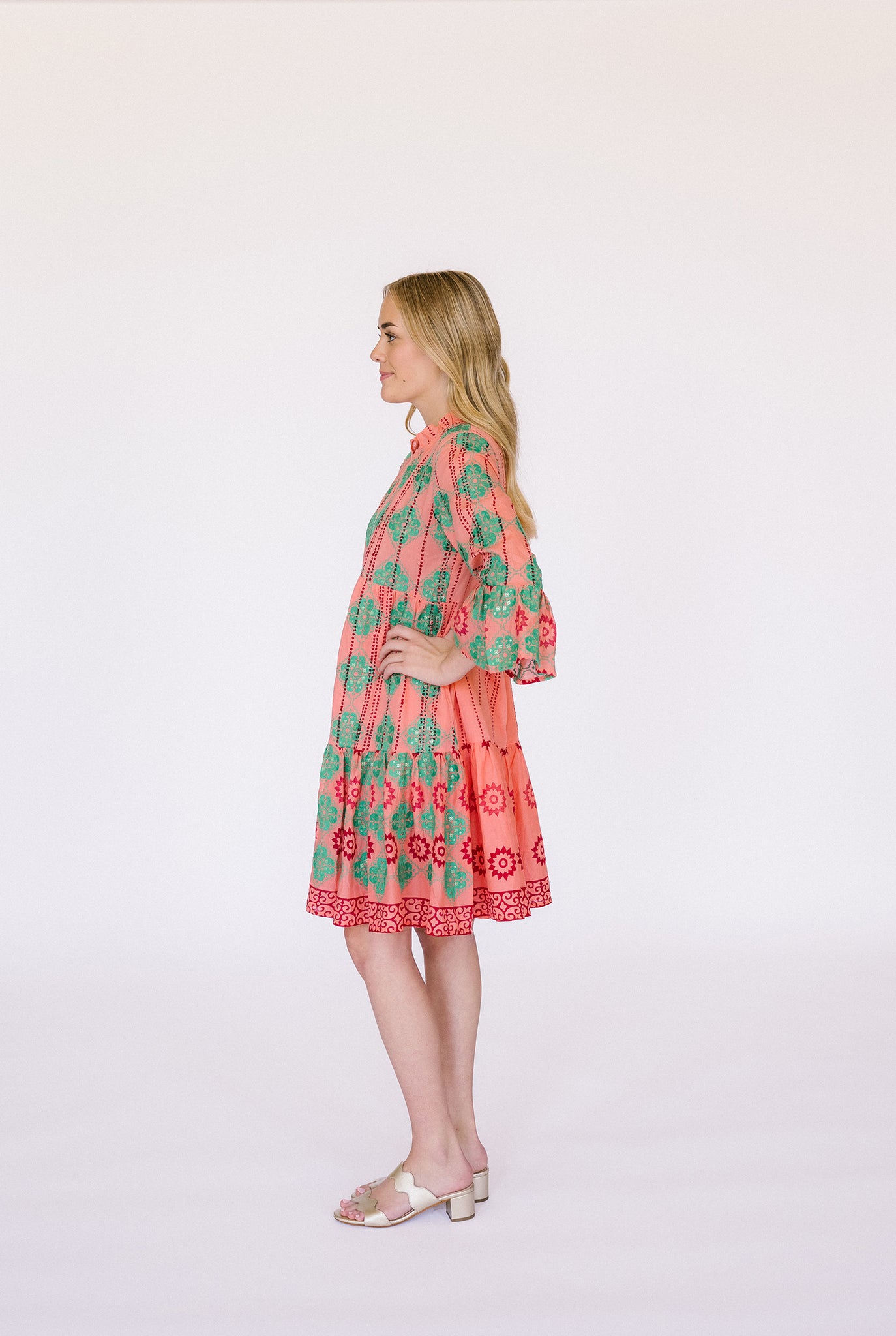 Oliphant Embroidered Bell Sleeve Mini